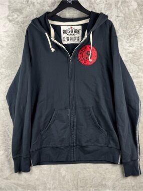 Roots of Fight Bruce Lee Full Zip Up Hoodie Grey Mens XL Cotton USA Utility